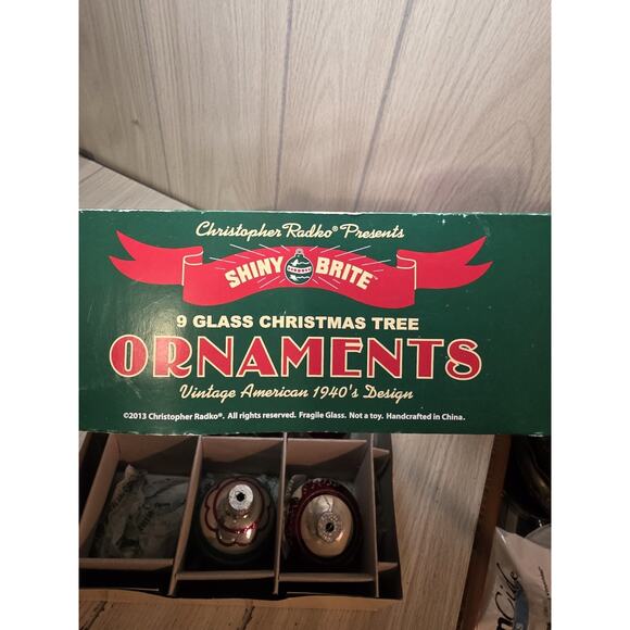 Christopher Radko Shiny Brite 8 Christmas Ornaments Mixed Frosted Reflector Read - Picture 13 of 13